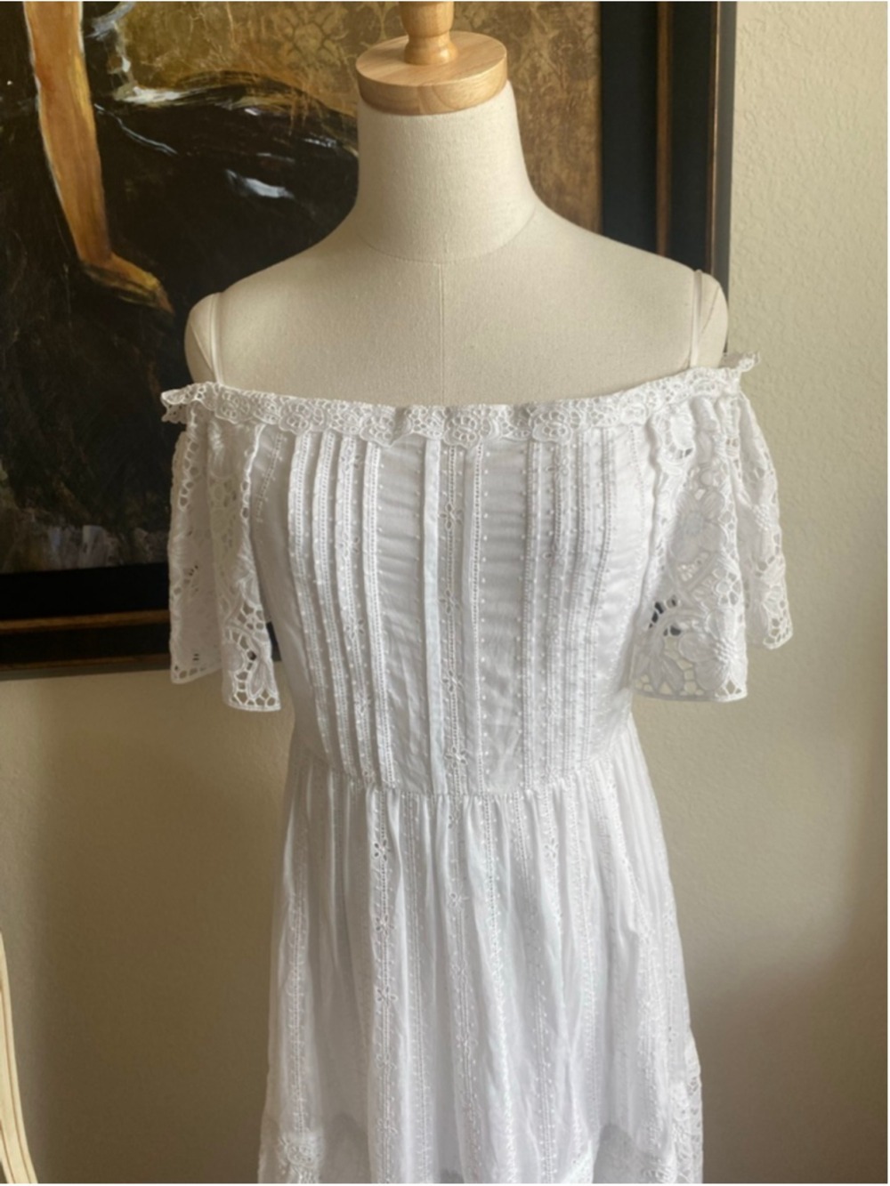 NWT Valentino White Off-Shoulder Eyelet Maxi Dress Size 8 - Picture 3 of 9